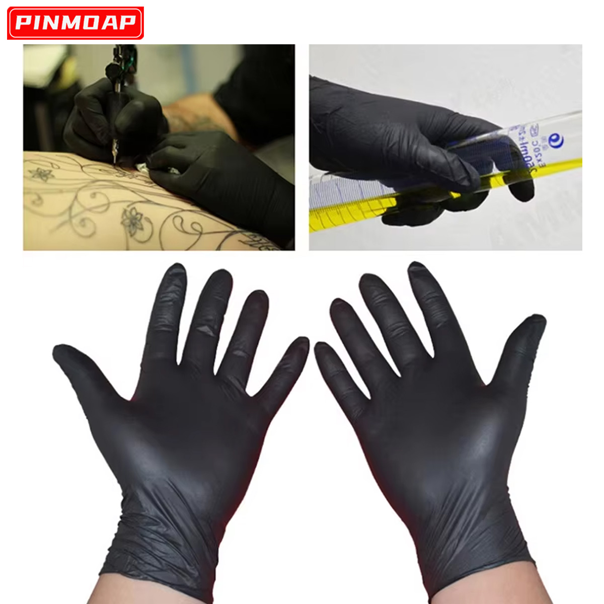 Medical Gloves - Guantes desechables de nitrilo negro, multiusos,