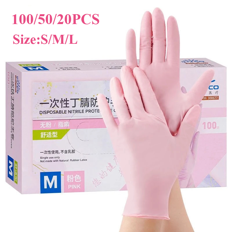 Medical Gloves - 20/50/100 Uds guantes de nitrilo rosa