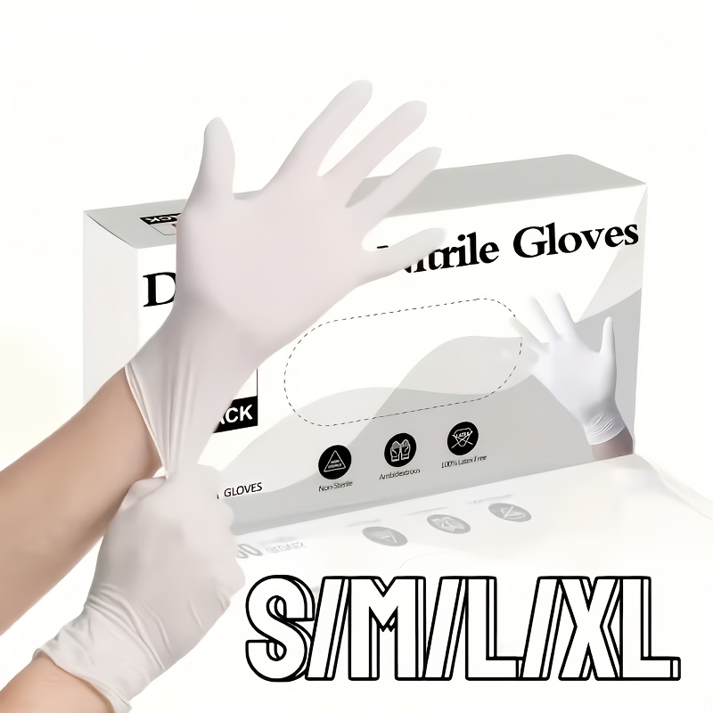 Medical Gloves - Guantes de Nitrilo Blancos Resistentes, Antideslizantes